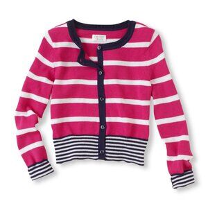The Children's Place Girls Knit Sweater PINK Black White Striped Cardiga…